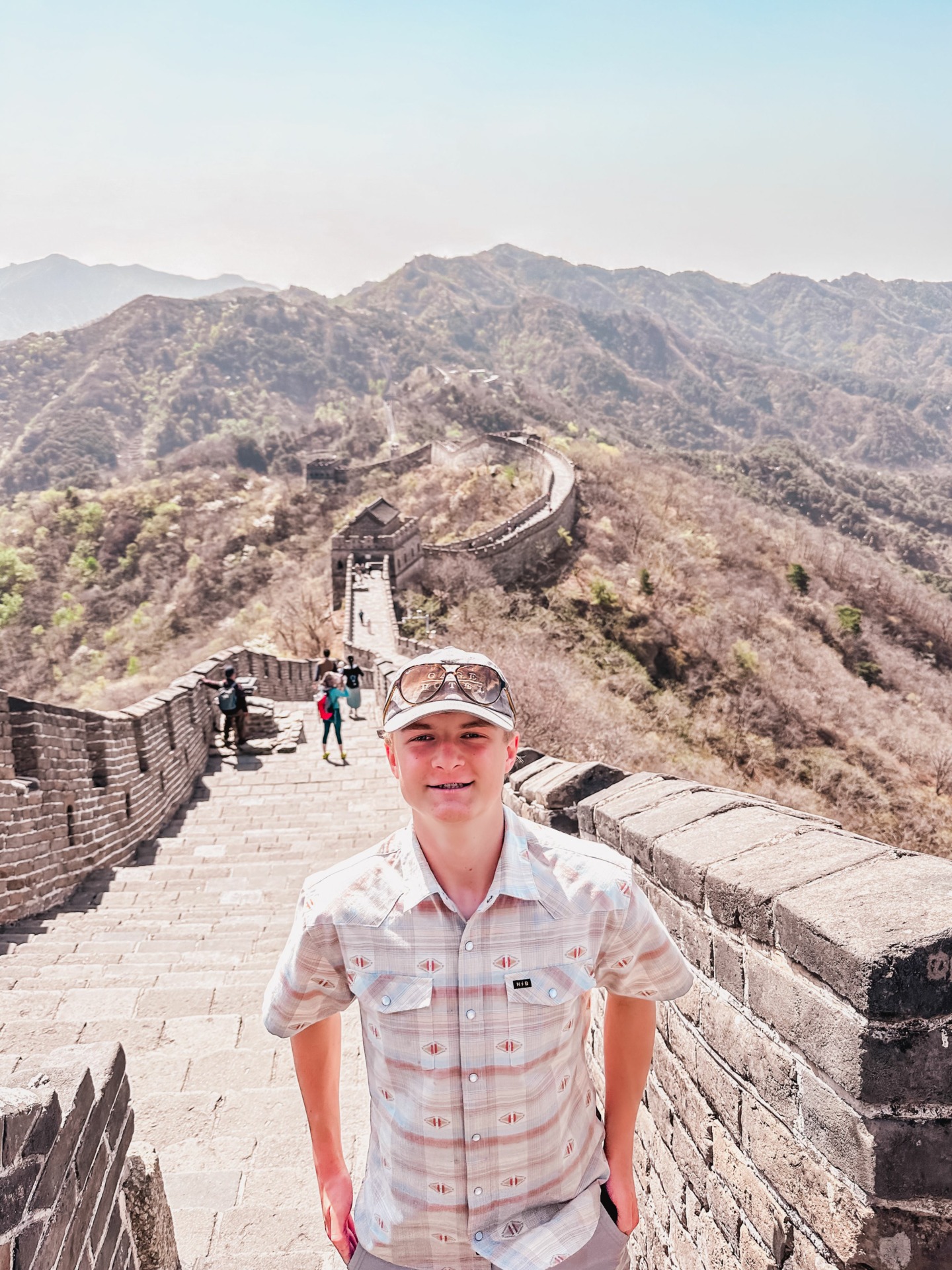 American boy at the great wall of china