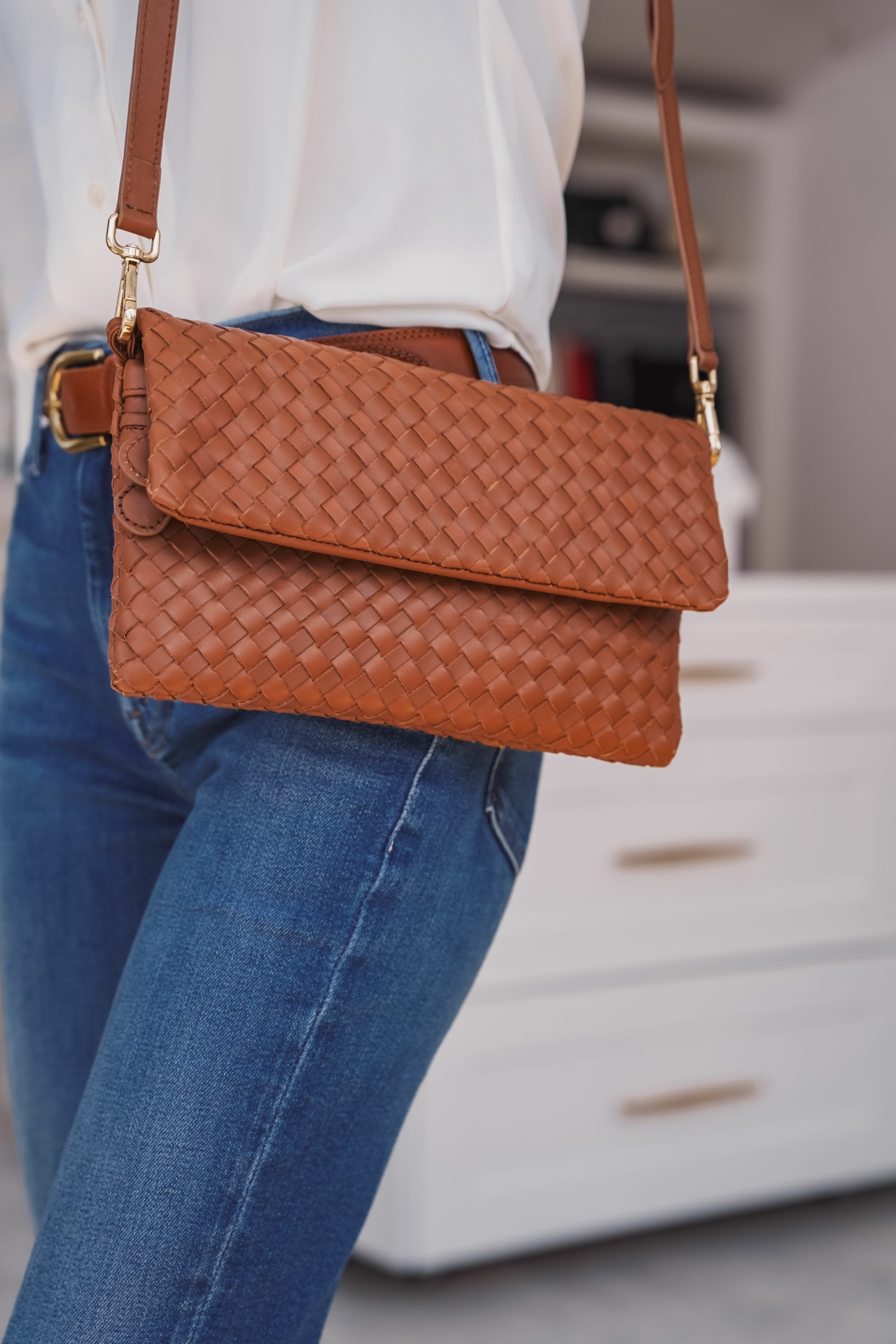 Leather Handwoven Convertible Clutch