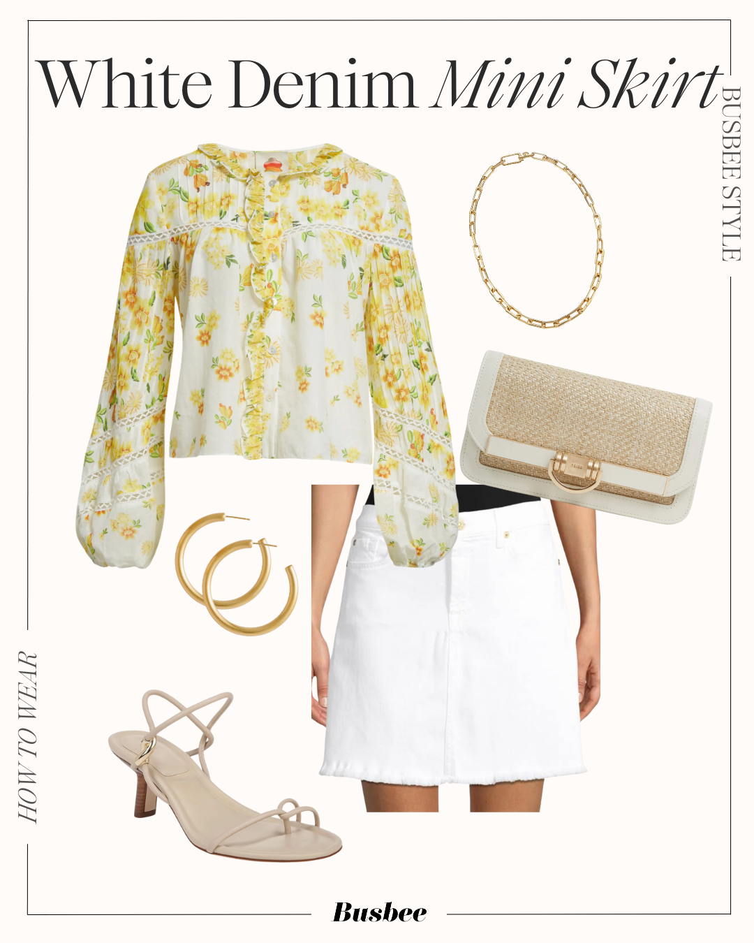 White Denim Mini Skirt Dressy Outfit