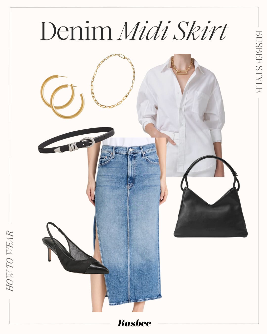 Blue Denim Midi Skirt Dressy Outfit | How To Wear A Denim Skirt Over 40