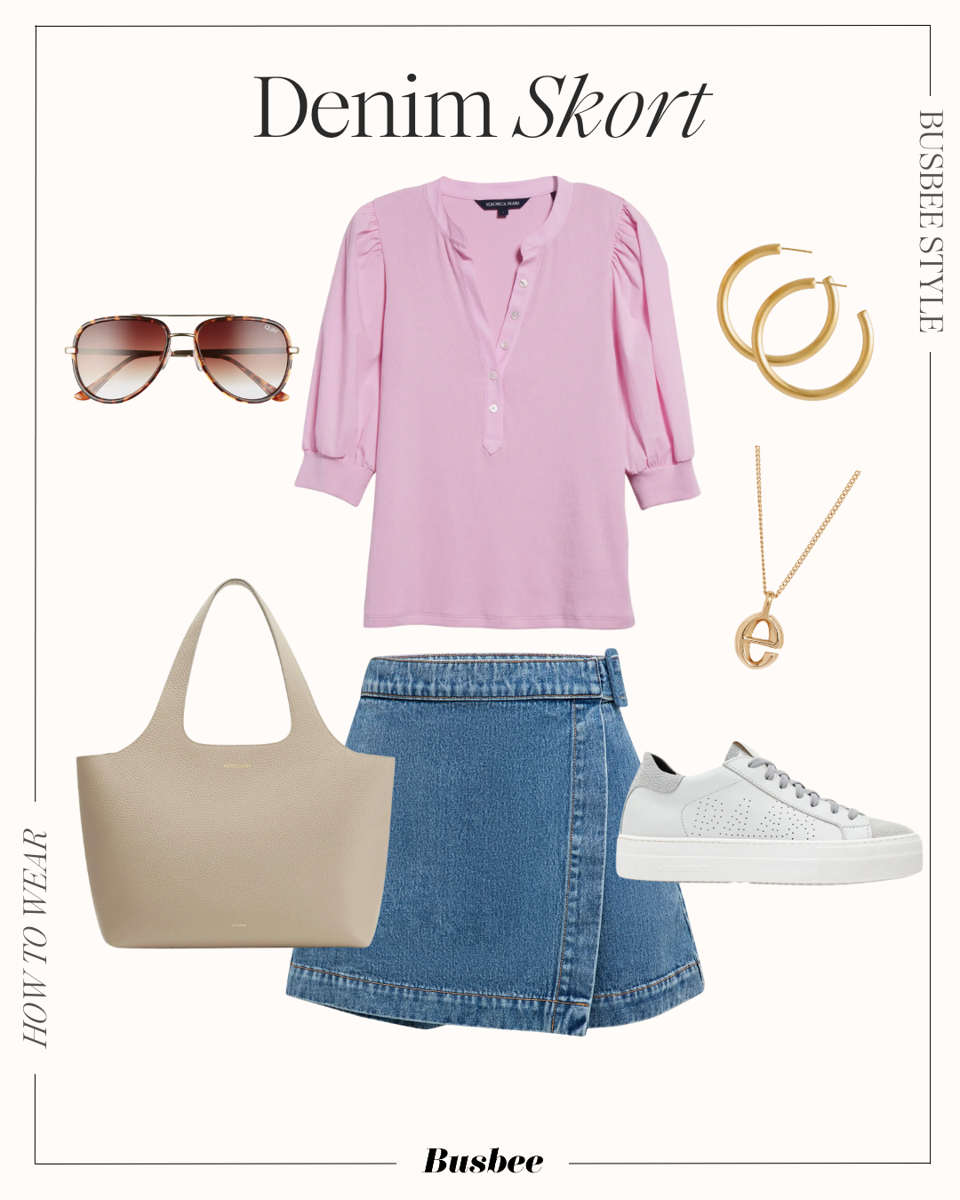 Blue Denim Skort Casual Outfit