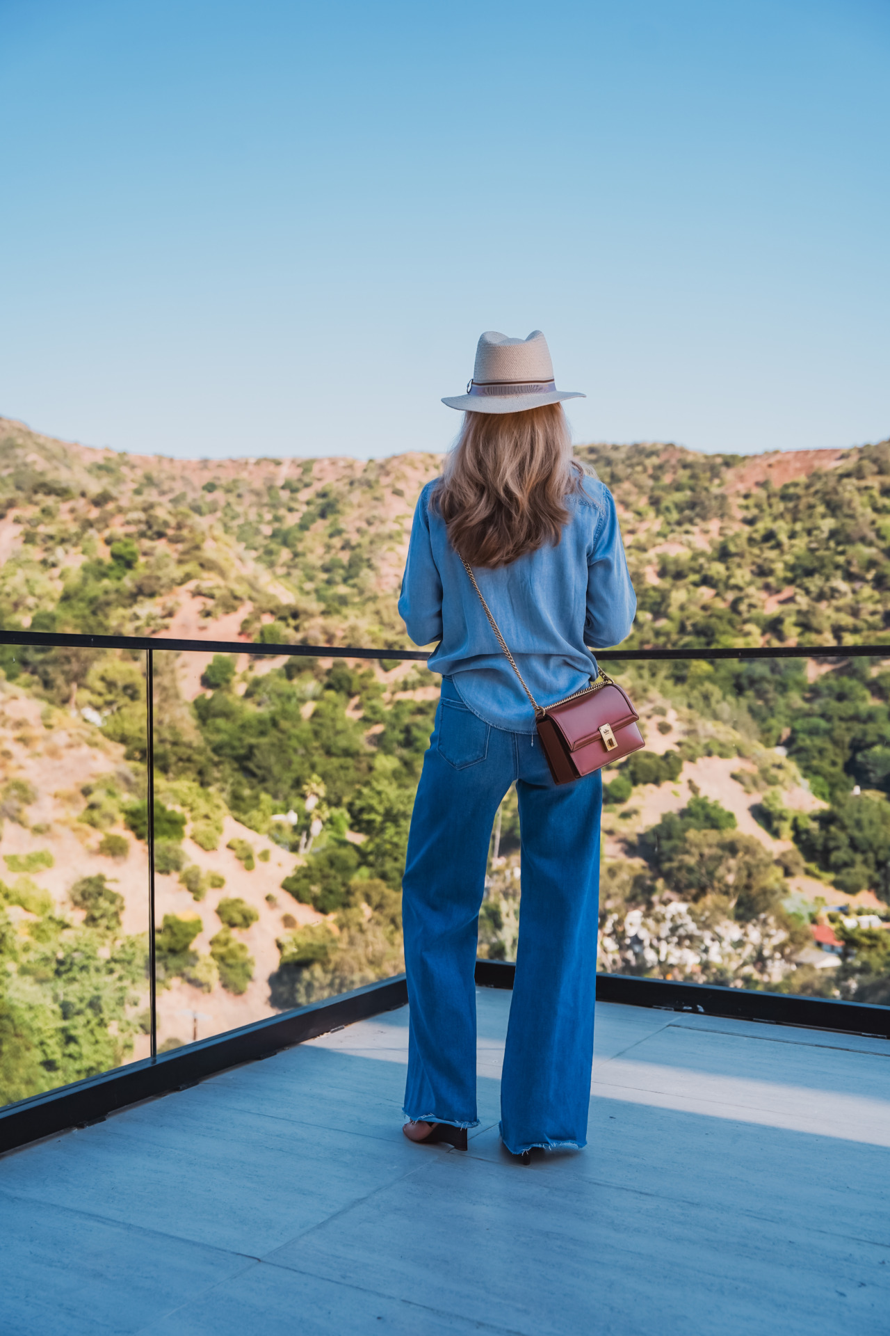 Paige Wide-Leg Jeans with chambray top