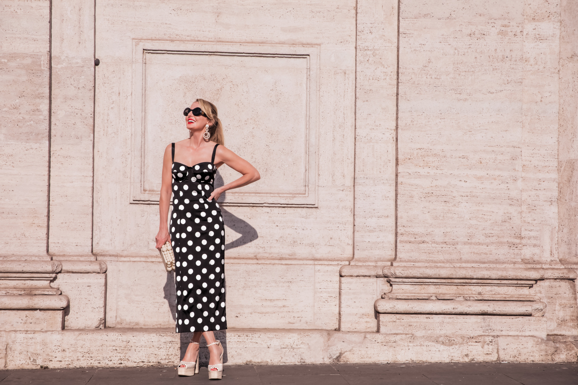 Black & White Polka Dot Midi Dress