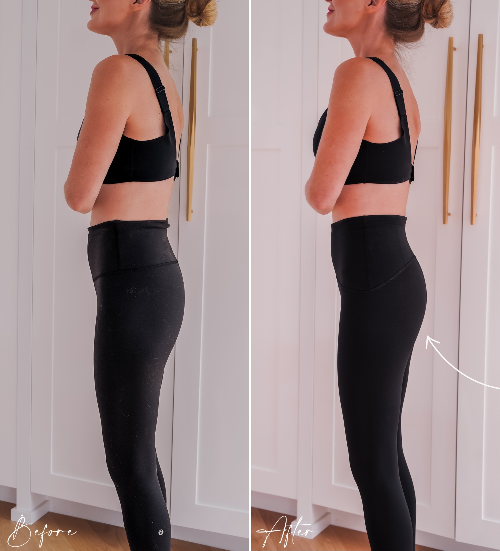 Spanx Booty Boost Leggings before and after