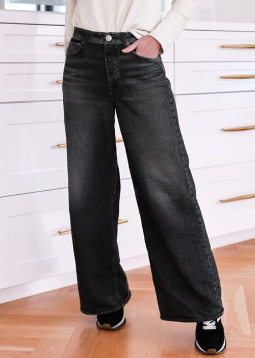 jean trends 2025 featuring sweatpant jeans - jeans that feel and fit like sweatpants by Rag & Bone