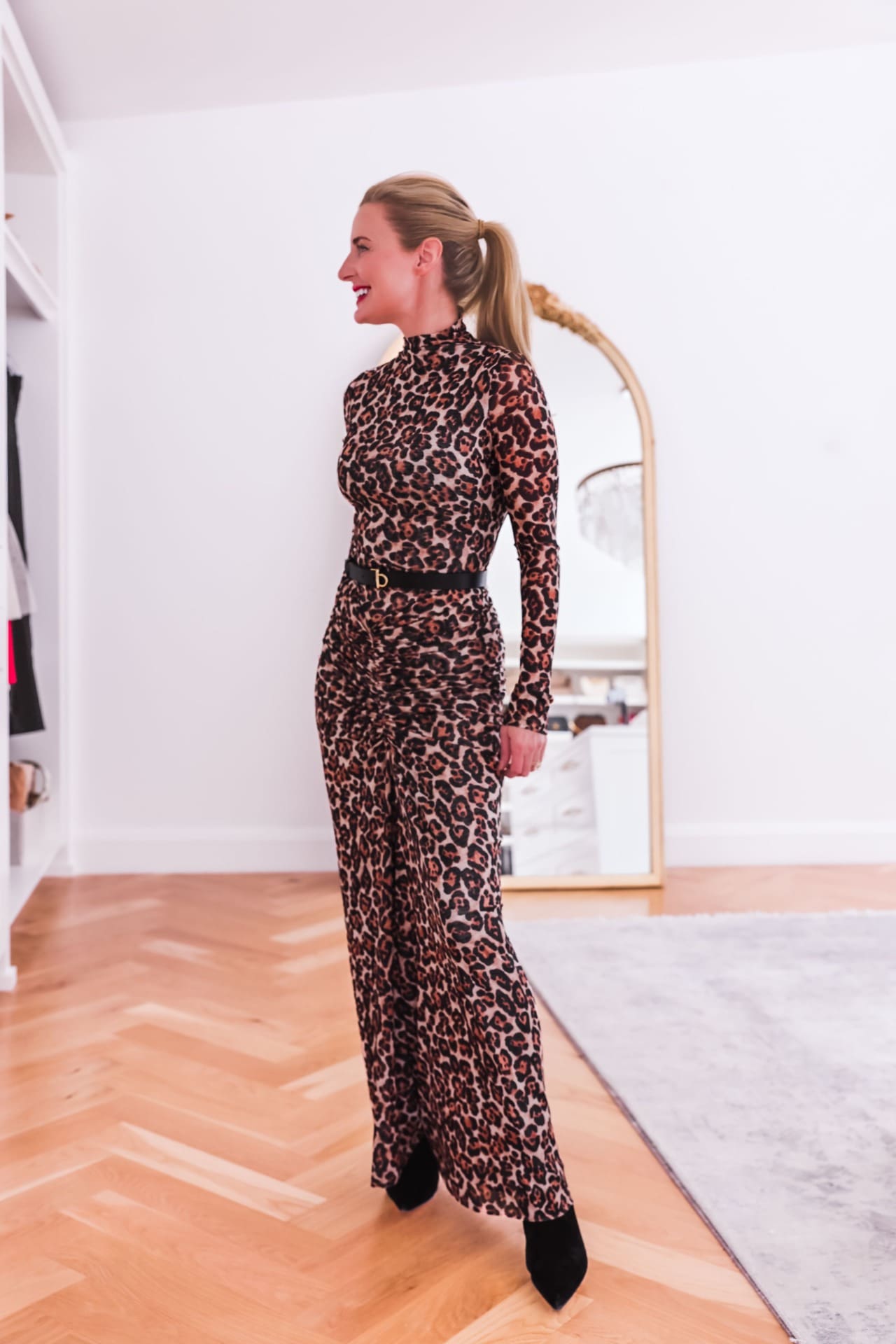 ways to wear animal print-ronny kobo leapard print dress