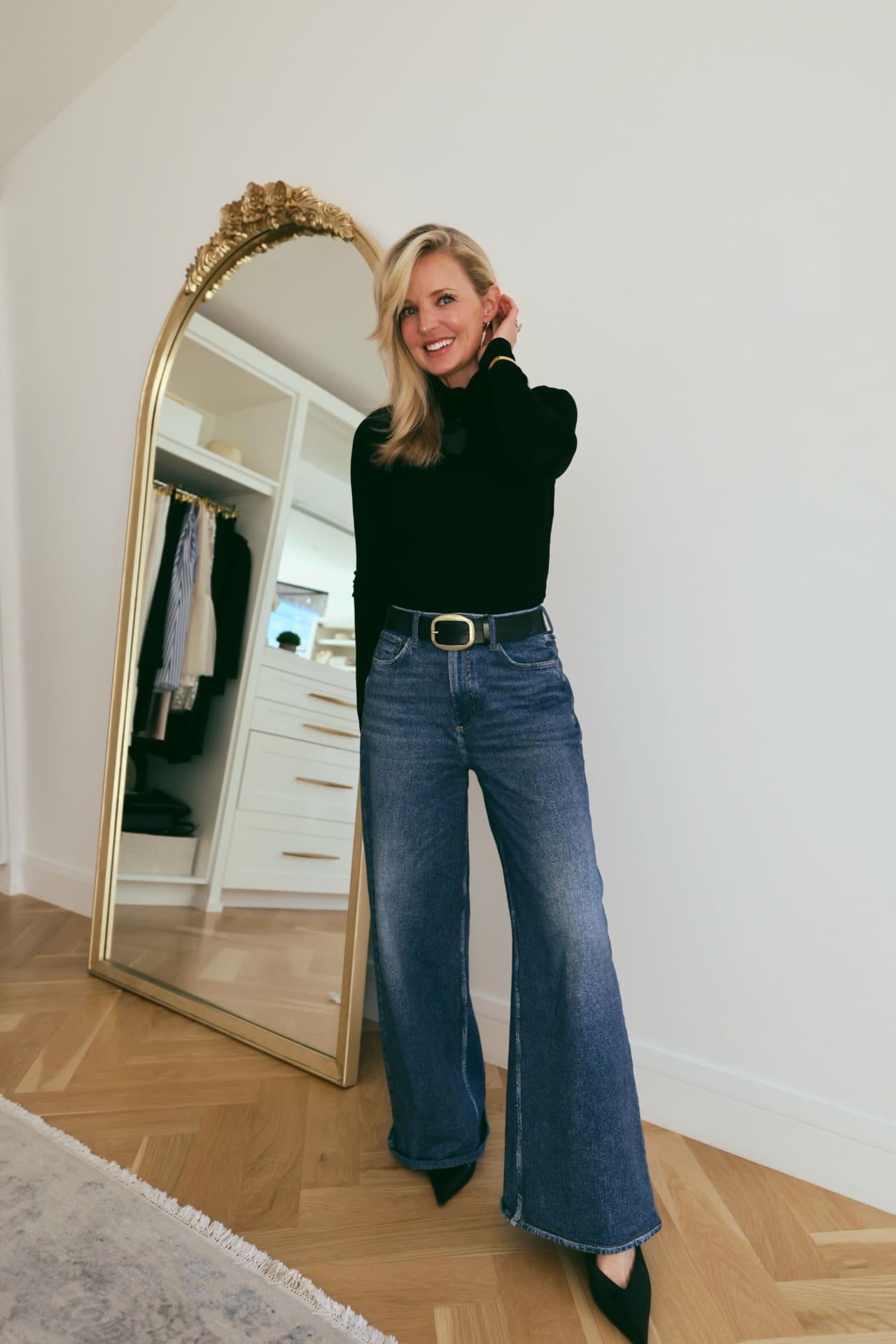 Schutz Black Boots with jeans